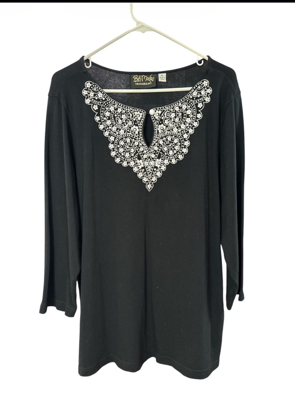 Bob Mackie Black Embellished Women's Top Size Xl